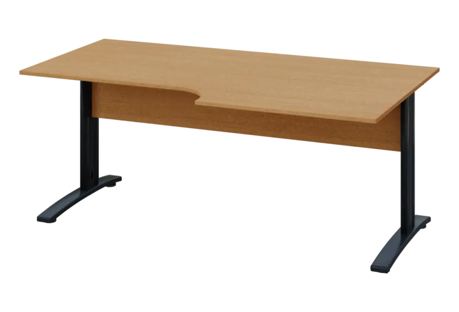 ERK 28 - 188 stůl kancelářský, rohový, pravý, kovová podnož černá, deska 25 mm, široký 1800 mm, buk Royal